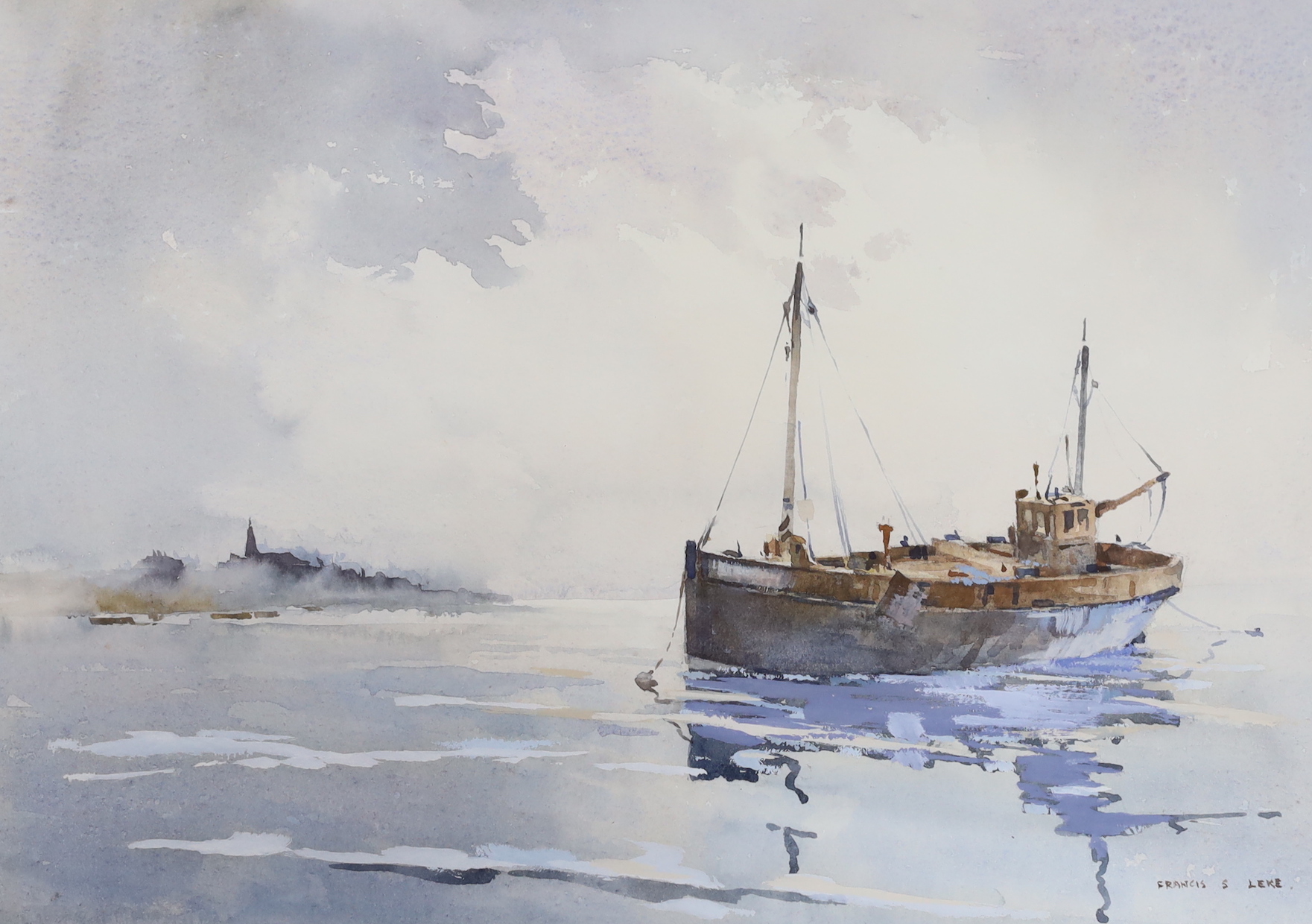 Francis Leke (b.1912), three maritime interest watercolours, Boats and harbour scenes, each signed, 25 x 35cm